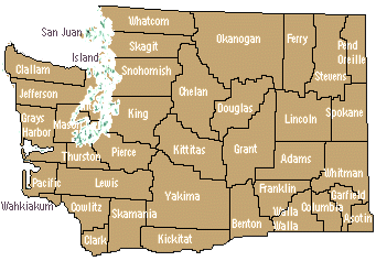 ** a map of Washington State showing counties **