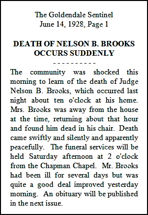 Death Report of Judge Nelson Brooks