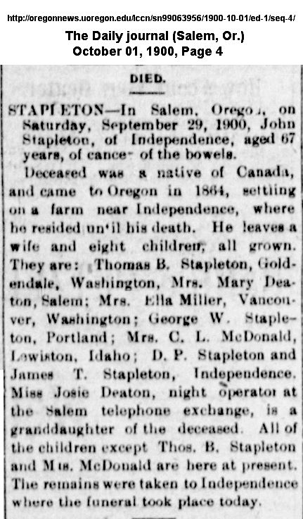 Obituary in The Daily Journal - Salem Oregon